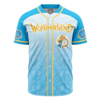 Wonderland Themed Baseball Jersey – Vibrant Blue & Yellow Design For Fans