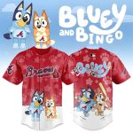 Bluey & Bingo Braves Jersey – Kids' Cartoon Baseball Shirt Fun