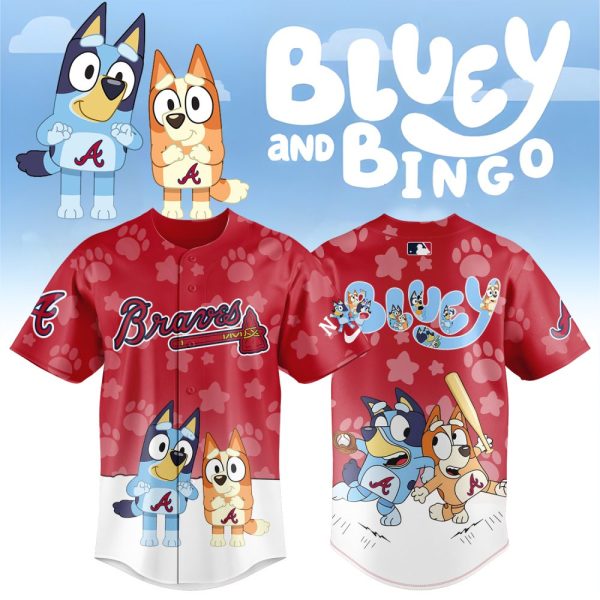 Bluey & Bingo Braves Jersey – Kids' Cartoon Baseball Shirt Fun