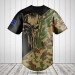 Customizable Camo Skull Baseball Jersey – Military Style With Flag Patch