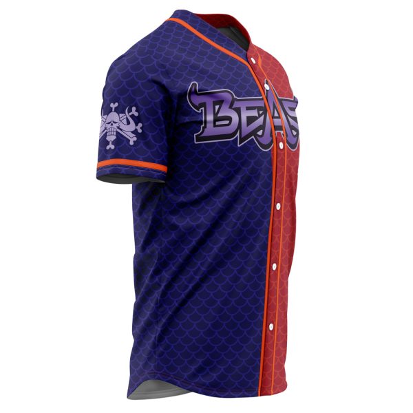 Beast Pirates Anime Jersey - Bold Red & Blue Design With Skull Motif For Fans