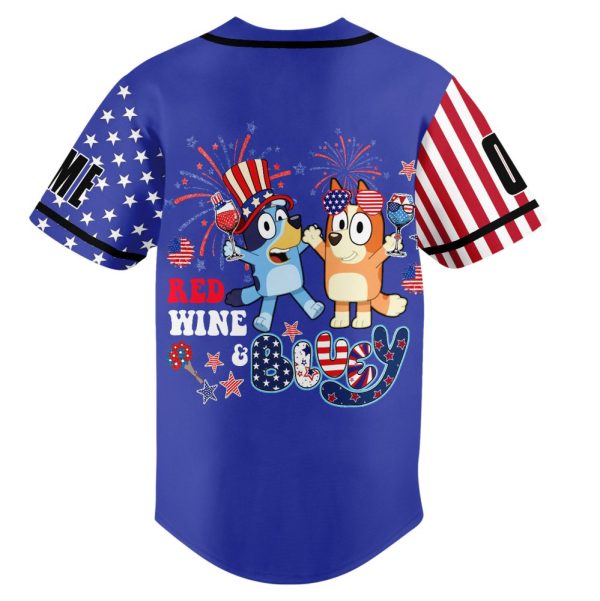 Custom Bluey Usa Patriotic Jersey - Personalize Name & Number, Fun & Festive Design