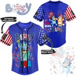 Custom Bluey Usa Patriotic Jersey - Personalize Name & Number, Fun & Festive Design