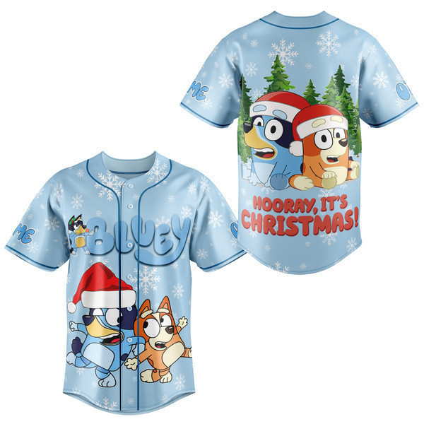 Festive Bluey Christmas Baseball Jersey - Holiday Fun For Kids & Fans!