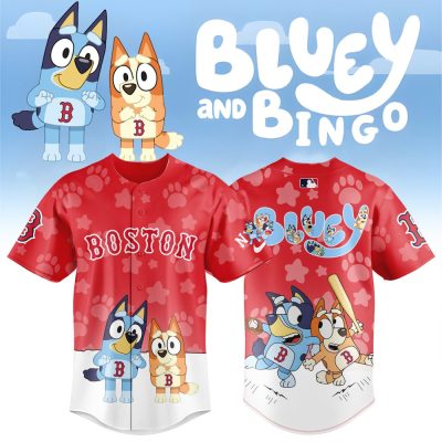 Bluey & Bingo Boston Baseball Jersey - Kids' Cartoon Sports Shirt - Fun & Playful Design