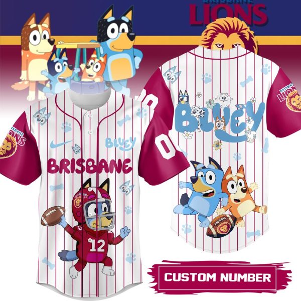 Custom Bluey Brisbane Lions Jersey - Kids Personalized Sports Shirt