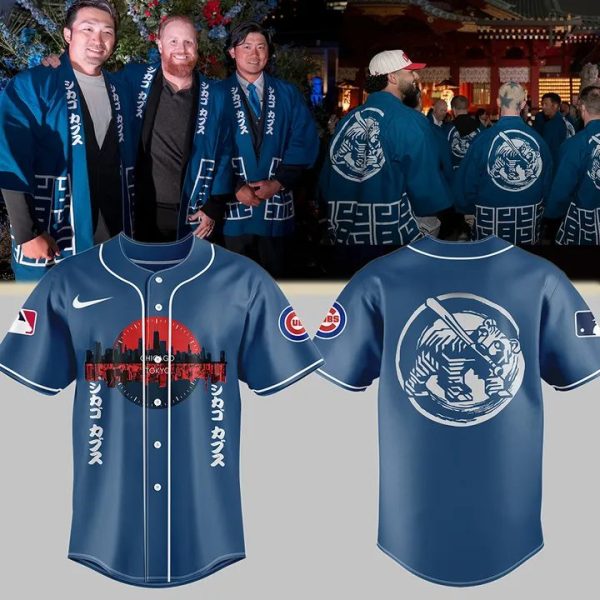 Limited Edition Cubs Tokyo Baseball Jersey – Stylish Blue With Unique Graphics