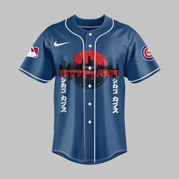 Limited Edition Cubs Tokyo Baseball Jersey – Stylish Blue With Unique Graphics