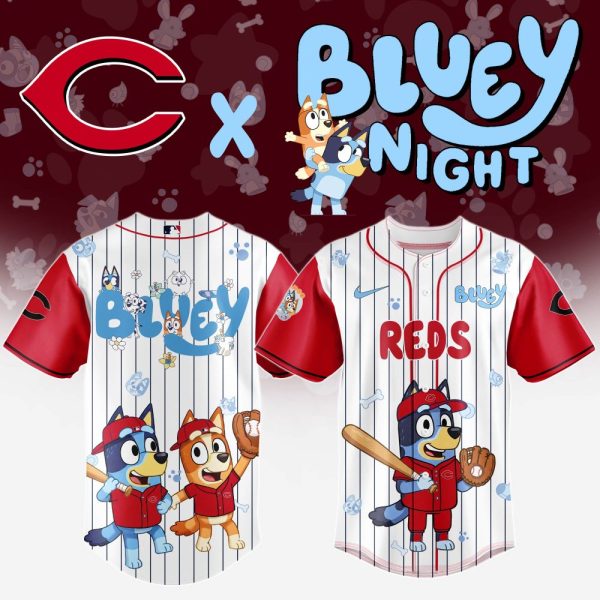 Limited Edition Bluey X Reds Kids Baseball Jersey - Fun & Stylish Sportswear!