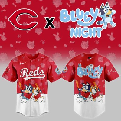 Cincinnati Reds X Bluey Night Limited Edition Kids' Baseball Jersey - Fun & Playful Design!
