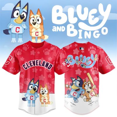 Bluey & Bingo Kids' Baseball Jersey - Cleveland Paw Print Design, Fun & Comfortable!