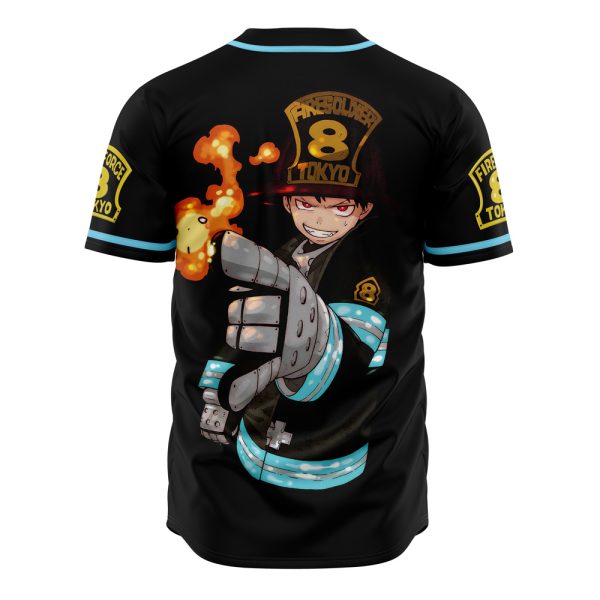 Anime-Inspired Fire Force Baseball Jersey – Stylish Black & Blue Sportswear