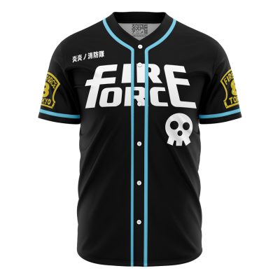 Anime-Inspired Fire Force Baseball Jersey – Stylish Black & Blue Sportswear