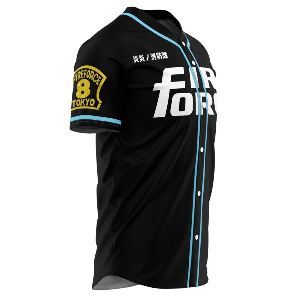 Anime-Inspired Fire Force Baseball Jersey – Stylish Black & Blue Sportswear