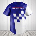 Croatia Checkerboard Baseball Jersey – Custom Team Sportswear, Blue & White Design