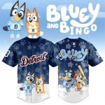 Detroit Bluey & Bingo Baseball Jersey For Kids – Fun Cartoon Design!