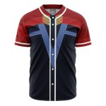Trendy Red & Blue V-Design Button-Up Baseball Jersey – Unisex Casual Fashion