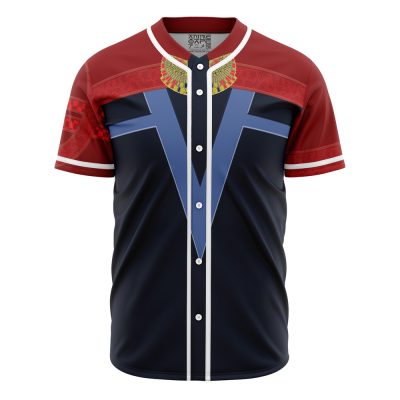 Trendy Red & Blue V-Design Button-Up Baseball Jersey – Unisex Casual Fashion