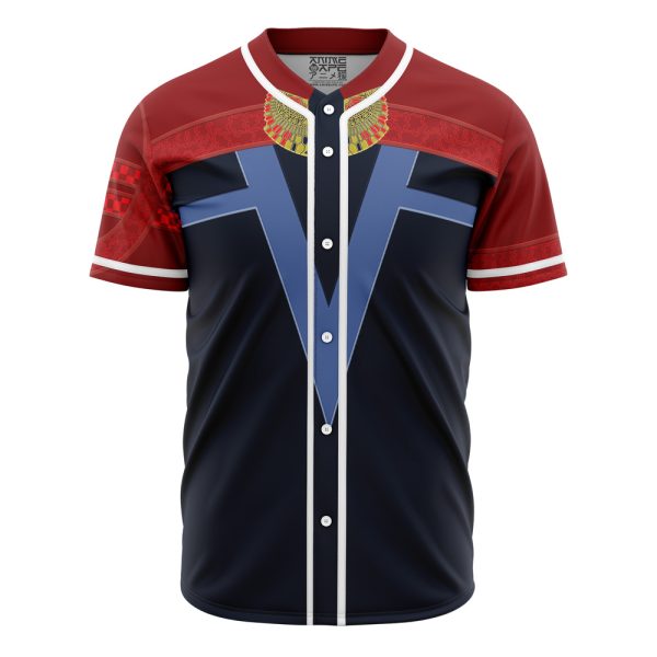 Trendy Red & Blue V-Design Button-Up Baseball Jersey – Unisex Casual Fashion