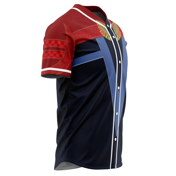 Trendy Red & Blue V-Design Button-Up Baseball Jersey – Unisex Casual Fashion