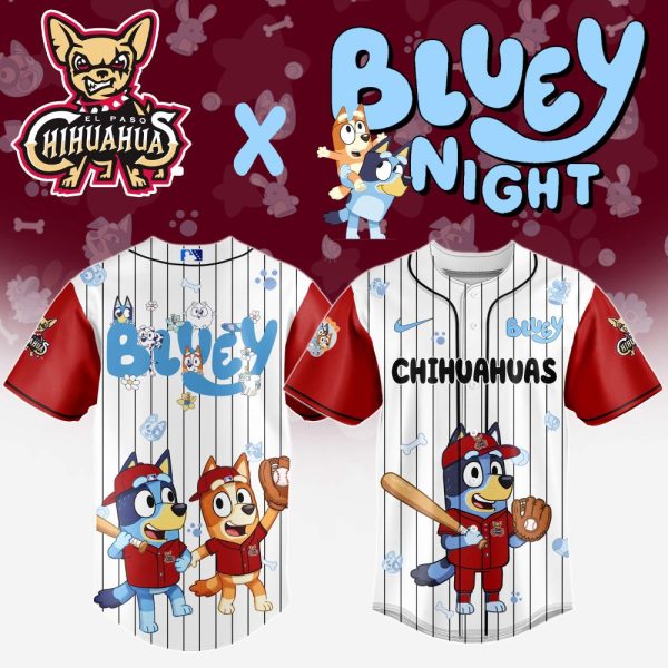 Bluey X El Paso Chihuahuas Baseball Jersey - Fun Cartoon Sportswear For Kids & Fans