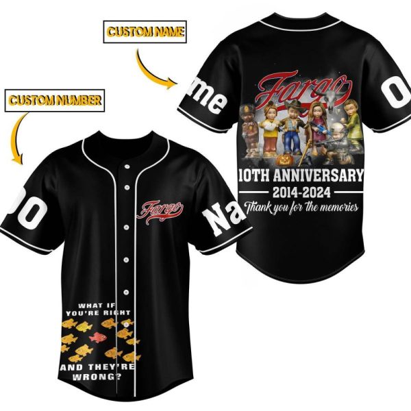Custom Fargo 10Th Anniversary Baseball Jersey - Personalize Name & Number, Limited Edition