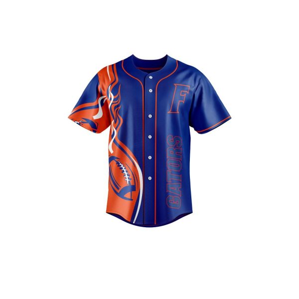 Florida Gators Men'S Baseball Jersey - Bold Alligator Graphic, Blue & Orange Fan Gear