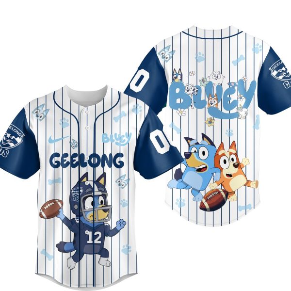 Custom Bluey Baseball Jersey - Geelong Cats Theme, Add Your Number!