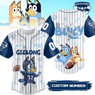 Custom Bluey Baseball Jersey - Geelong Cats Theme, Add Your Number!