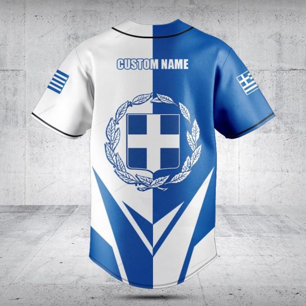 Greek Heritage Baseball Jersey – Stylish Blue & White Flag Design