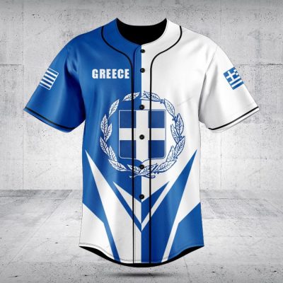 Greek Heritage Baseball Jersey – Stylish Blue & White Flag Design