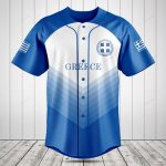 Stylish Greece Baseball Jersey - Blue & White Patriotic Shirt With Flag Design