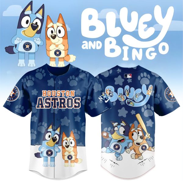 Bluey & Bingo Houston Astros Kids Jersey - Fun Cartoon Design For Young Fans