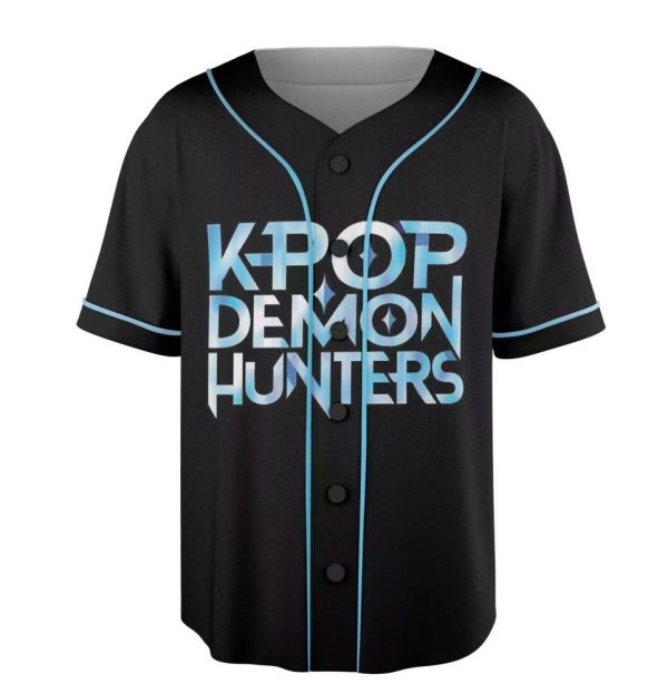 K-Pop Demon Hunters Baseball Jersey - Unique Graphic Tee With Blue Cats Design