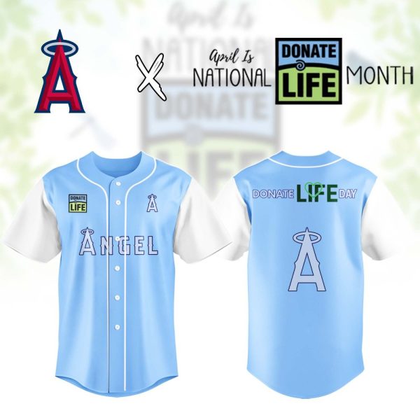 Angel Baseball Jersey - Limited Edition Donate Life Design For National Month - Support & Wear Blue