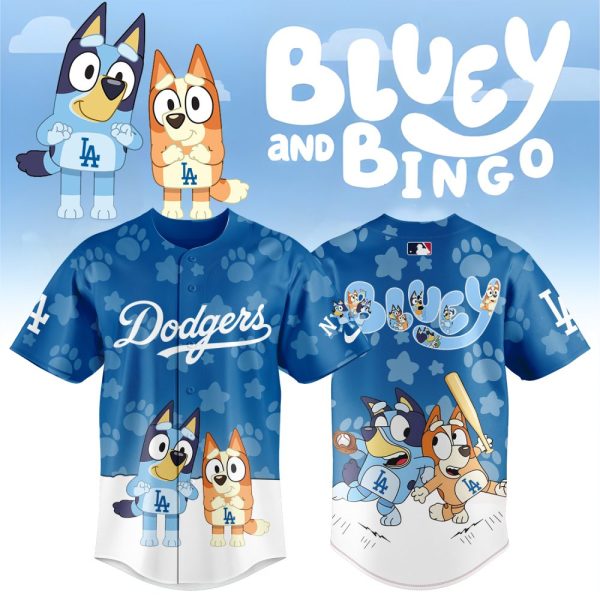 Bluey & Bingo Dodgers Jersey - Fun Kids Baseball Shirt Gift - Official Mlb Apparel