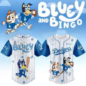 Bluey & Bingo Dodgers Baseball Jersey – Kids' Cartoon Sports Shirt