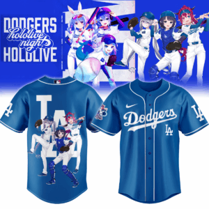 Limited Edition Hololive X Dodgers Blue Jersey – Anime Baseball Fan Gear