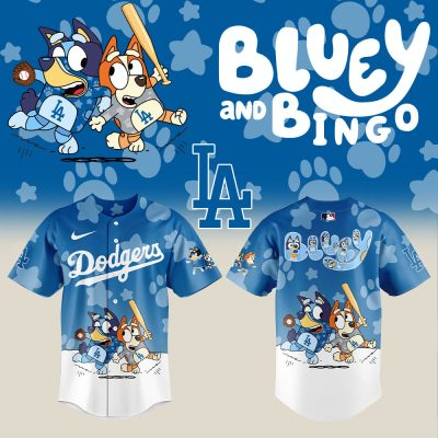 Bluey & Bingo Dodgers Baseball Jersey - Kids' Fun Sports Shirt