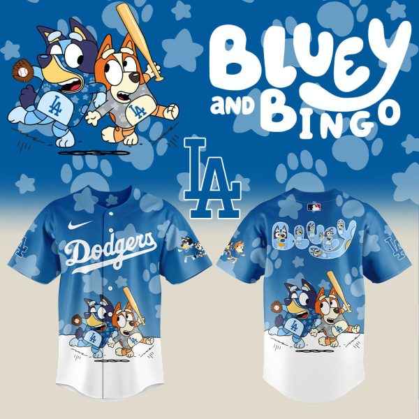 Bluey & Bingo Dodgers Baseball Jersey - Kids' Fun Sports Shirt