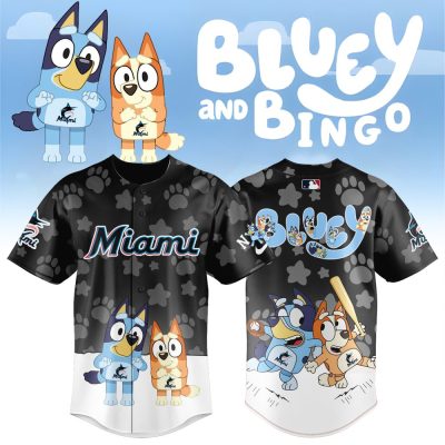 Bluey & Bingo Miami Baseball Jersey - Kids Cartoon Fan Apparel Gift