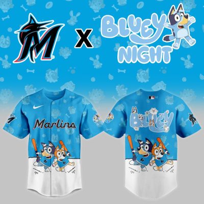 Limited Edition Marlins X Bluey Night Kids Jersey - Perfect For Young Fans!