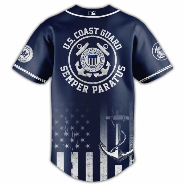 U.S. Coast Guard Marlins Jersey - Navy Blue, Patriotic Design, Perfect For Fans & Collectors