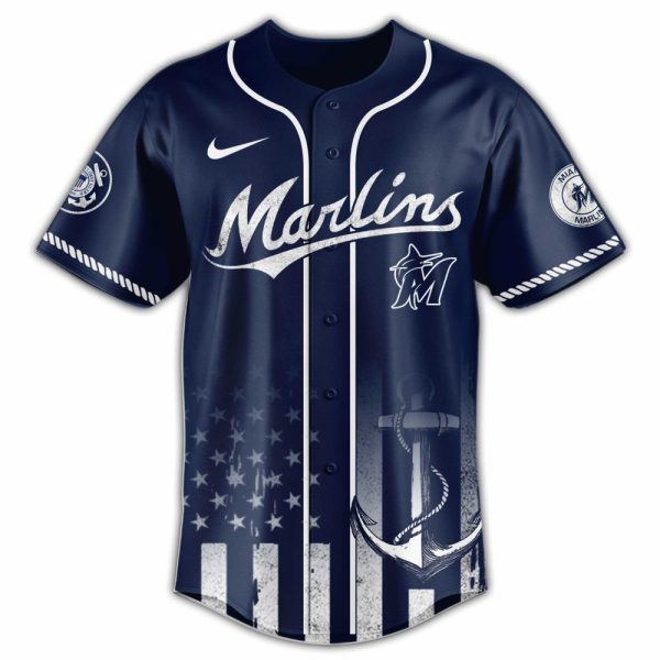 U.S. Coast Guard Marlins Jersey - Navy Blue, Patriotic Design, Perfect For Fans & Collectors