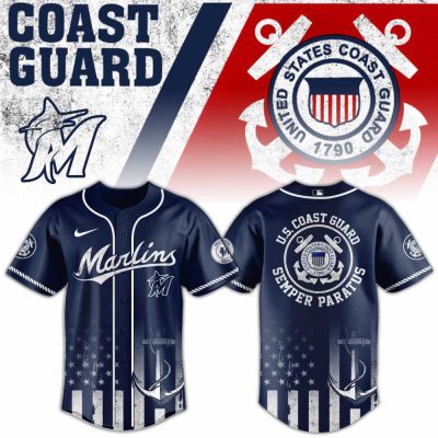 U.S. Coast Guard Marlins Jersey - Navy Blue, Patriotic Design, Perfect For Fans & Collectors