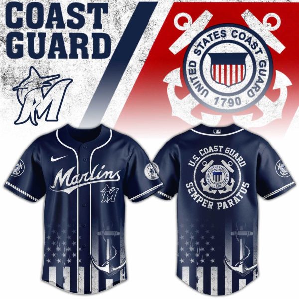 U.S. Coast Guard Marlins Jersey - Navy Blue, Patriotic Design, Perfect For Fans & Collectors