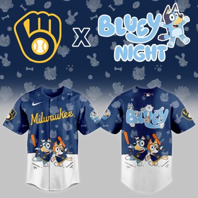 Limited Edition Milwaukee X Bluey Night Baseball Jersey - Kids' Favorite Characters!