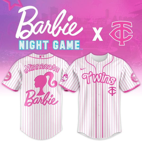 Limited Edition Barbie Night Game Jersey - Minnesota Twins Pink Stripes - Official Merchandise