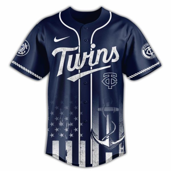 U.S. Coast Guard Twins Jersey - Semper Paratus Navy Blue Baseball Shirt