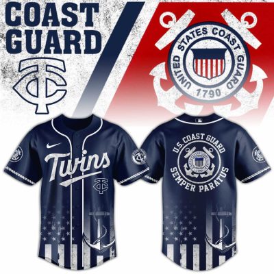 U.S. Coast Guard Twins Jersey - Semper Paratus Navy Blue Baseball Shirt